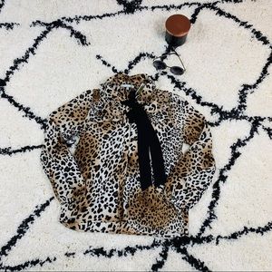 Sheer Button Down Leapord blouse